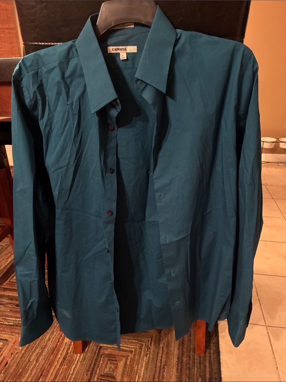 Express Men's Teal Button-Up Dress Shirt sz L. MA